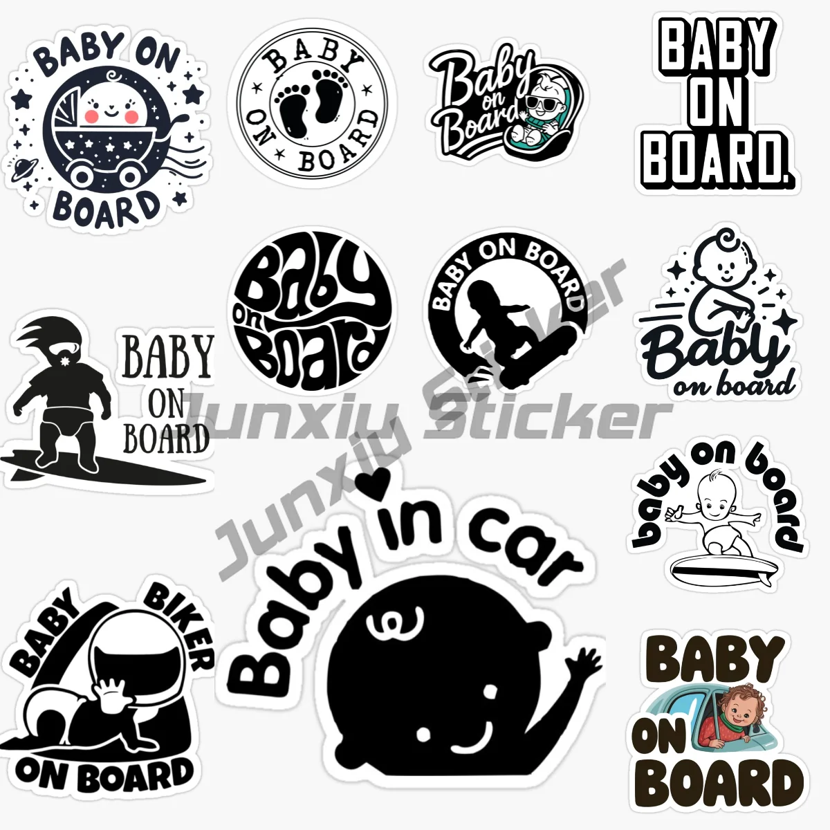 

BABY ON BOARD Car Stickers Car Styling Warning for Motorcycles Auto Window Bumper Vinyl Car or Bumper Occlusion Scratch Decals