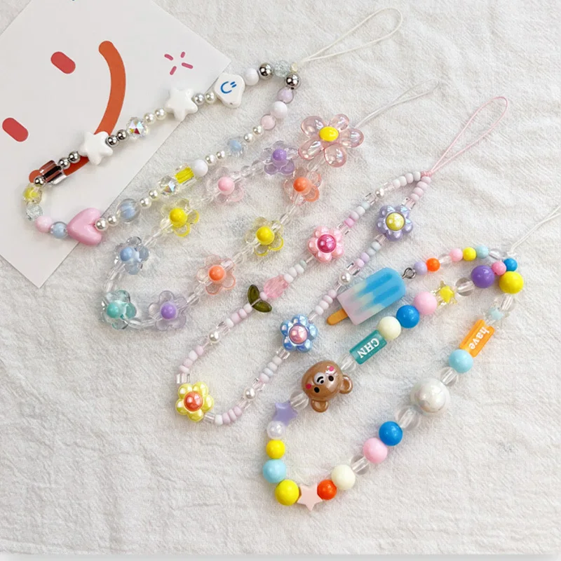 Wholesale 40pcs Summer Ice Cream Phone Straps for Iphone Accessories Charm Mobile Phone Gadgets Decor DIY Keychain Straps Bulk