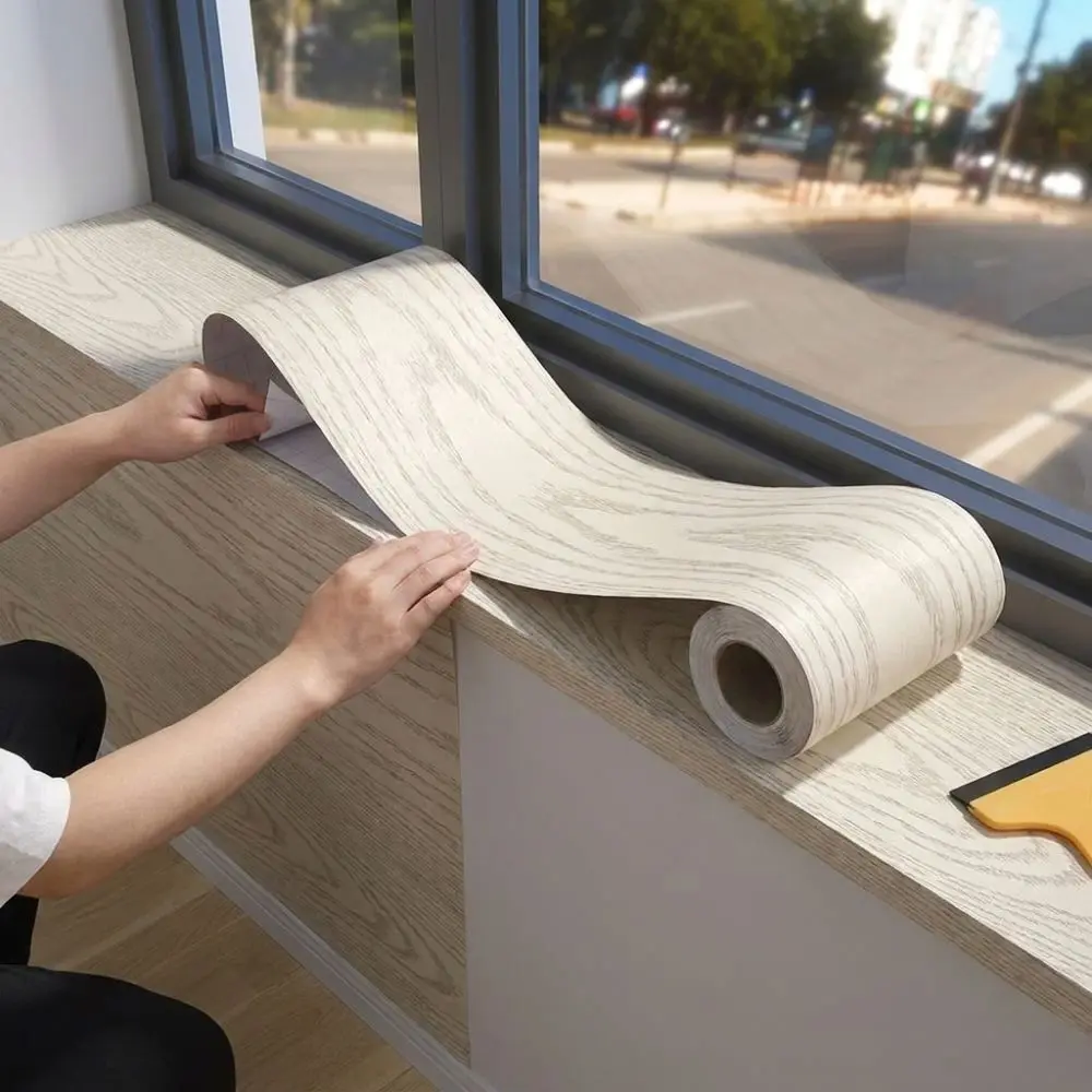 Thickened Wood Grain Window Sill Sticker Removable Peel and Stick Self-Adhesive Wallpaper Sun Protection
