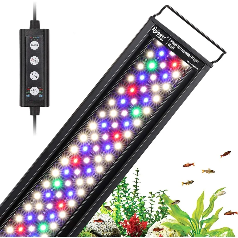 

42W Aquarium LED Light with Sunrise, Daylight, Moonlight & DIY Modes, Timer Adjustable Brightness for Planted Tanks