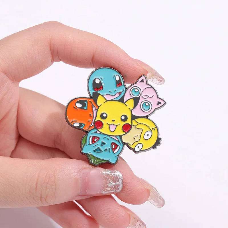 38 style Pikachu Pokemon Brooch Anime Figures Gengar Psyduck Squirtle Togepi Bulbasaur Enamel Lapel Pin Badges on Backpack