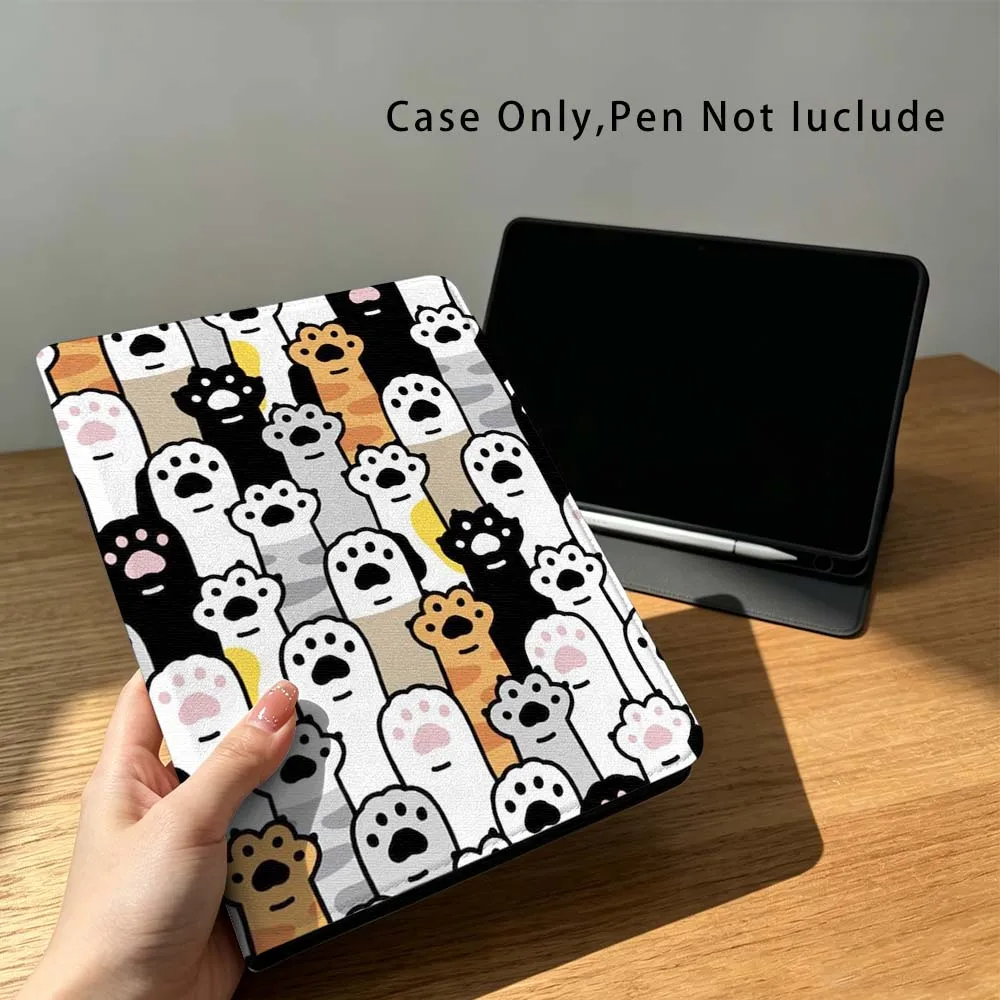 Cat Footprints Creative Design Fashion For Xiaomi Poco Redmi Pad 8 2 4 C1 6 6S 7 7S SE 9.7 14 11 11.2 Inch Pen Tray Tablet Case