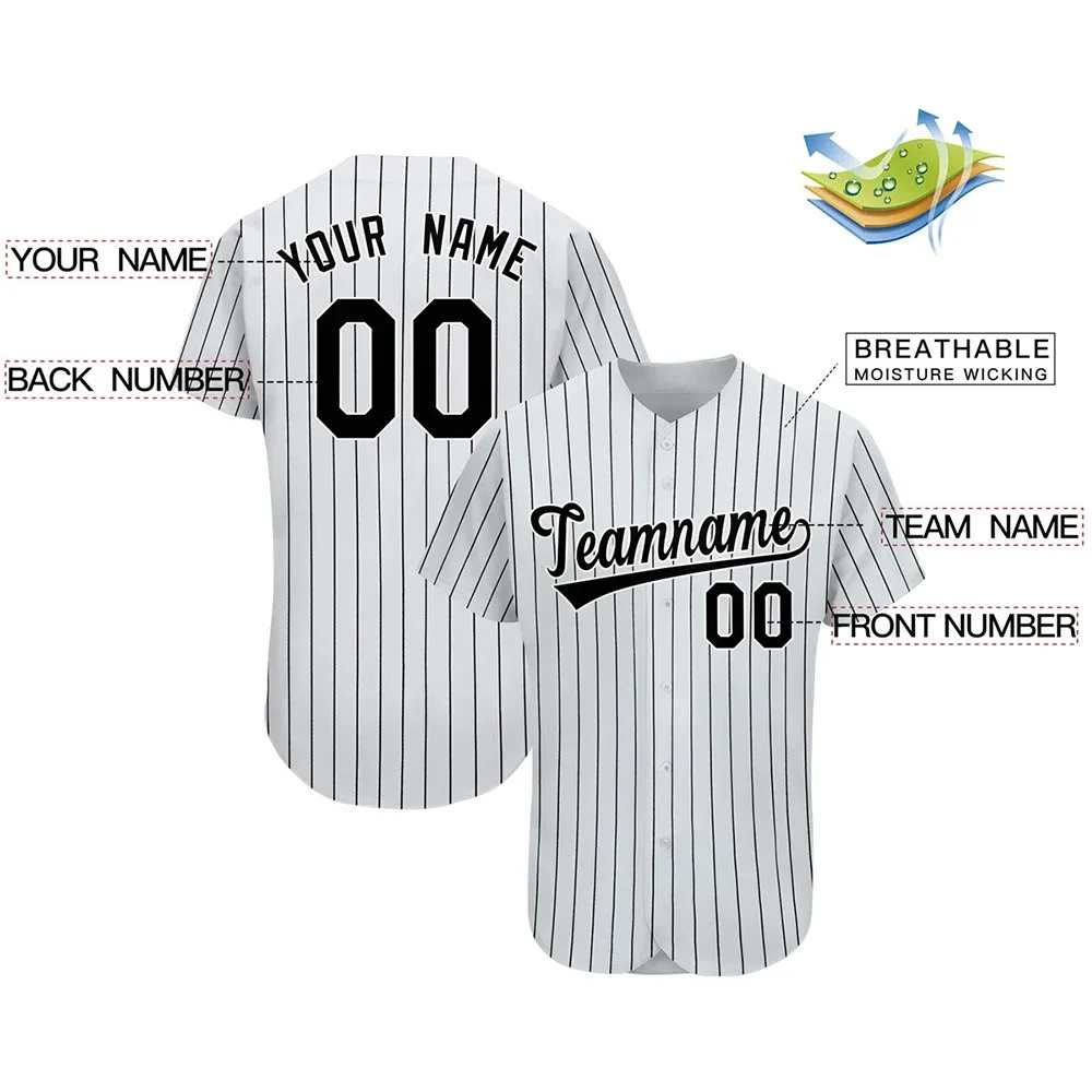 Customizable Baseball Jersey Team Shirt Print Team Personal Name Number Stripe Hip Hop Sportswear Baseball T-shirt Men/Women/Kid