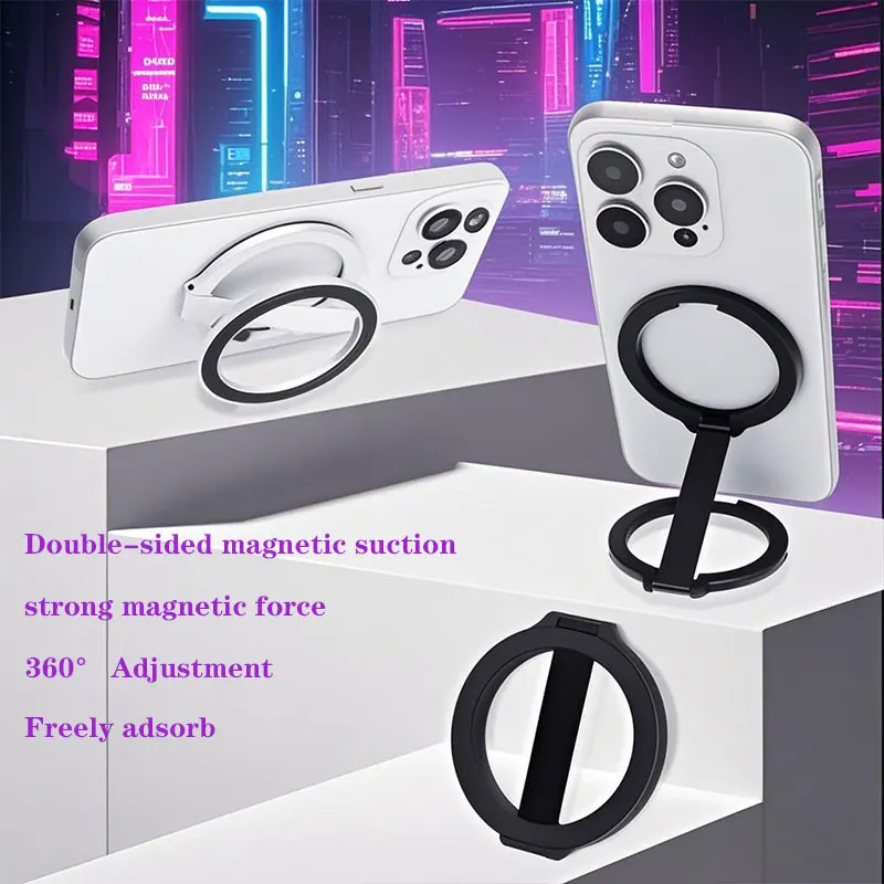 

Mobile Phone Strong Magnetic Holder for Magsafe Double-sided Magnet Stand Portable Folding Ring Bracket for Xiaomi iPhone 14 15