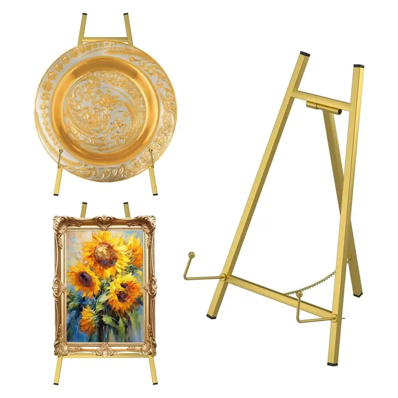 A84X-Large Metal Desktop Easel, Picture Frame, Wedding Display Photo Frame, Mirrored Art Display Stand B