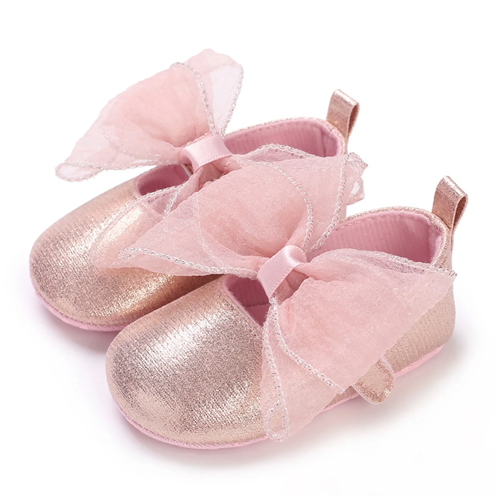 Elegant And Noble Gold Princess Shoes Golden Newborn Baby Baptism Walking Shoes Comfortable Soft Soles Non-slip Walking Shoes