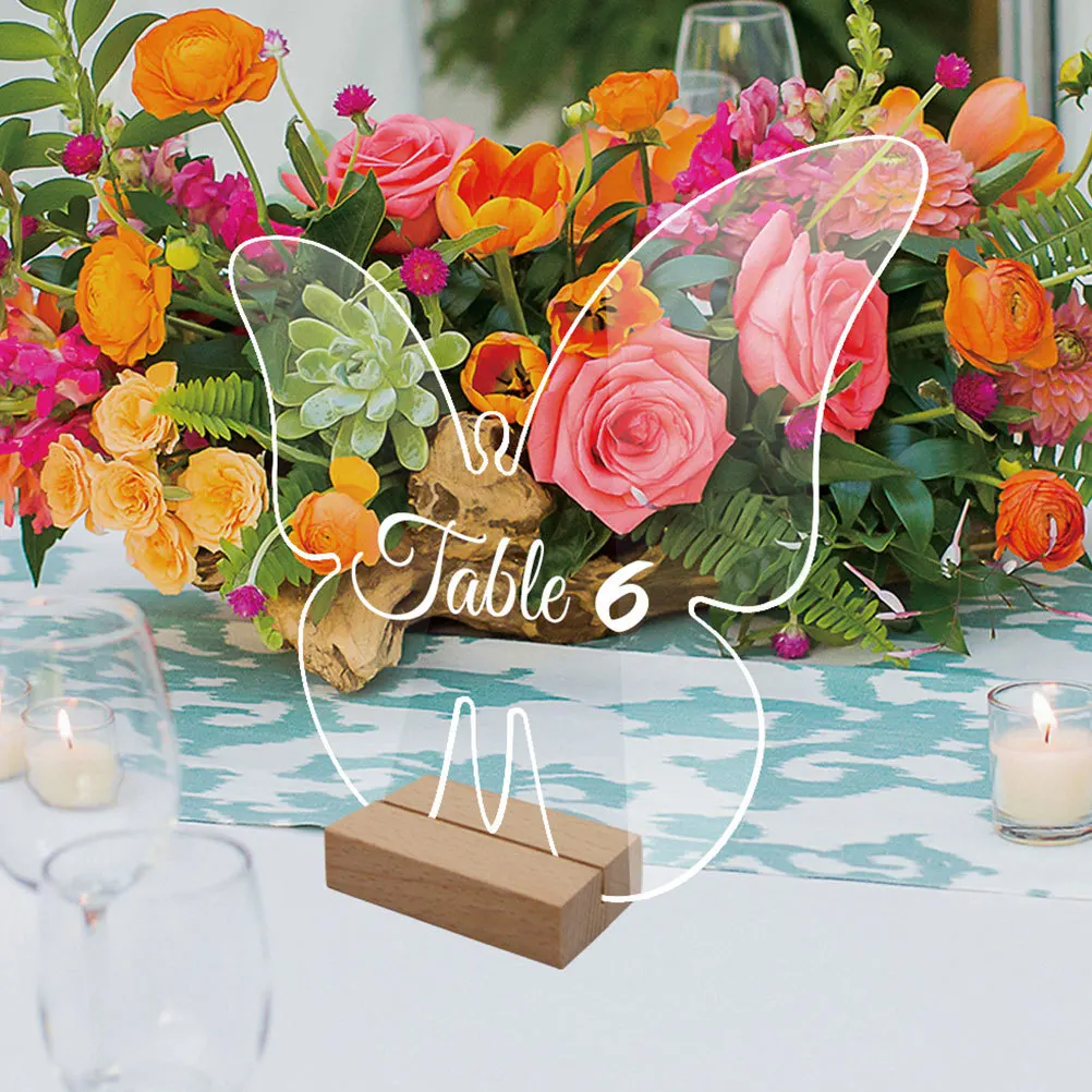 

12Pcs Transparent Butterfly Table Signs Wedding Reception Blank Name Place Card Holders Event Decor Table Number Stand