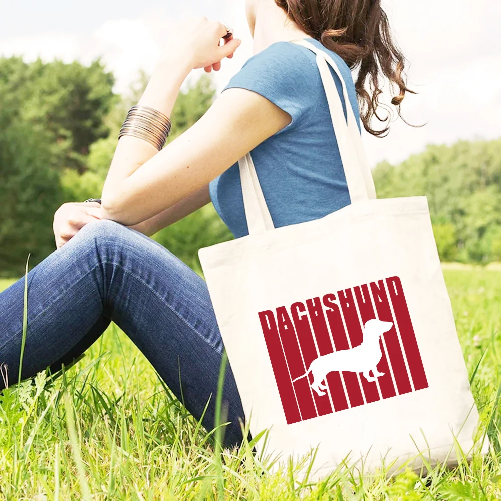 Cartoon Dog  Tote Bags Linen Shopper Bag Shoulder Bag Large Capacity Tote Bag Handbag Harajuku Animal Shopper Bags Cartoon Bags