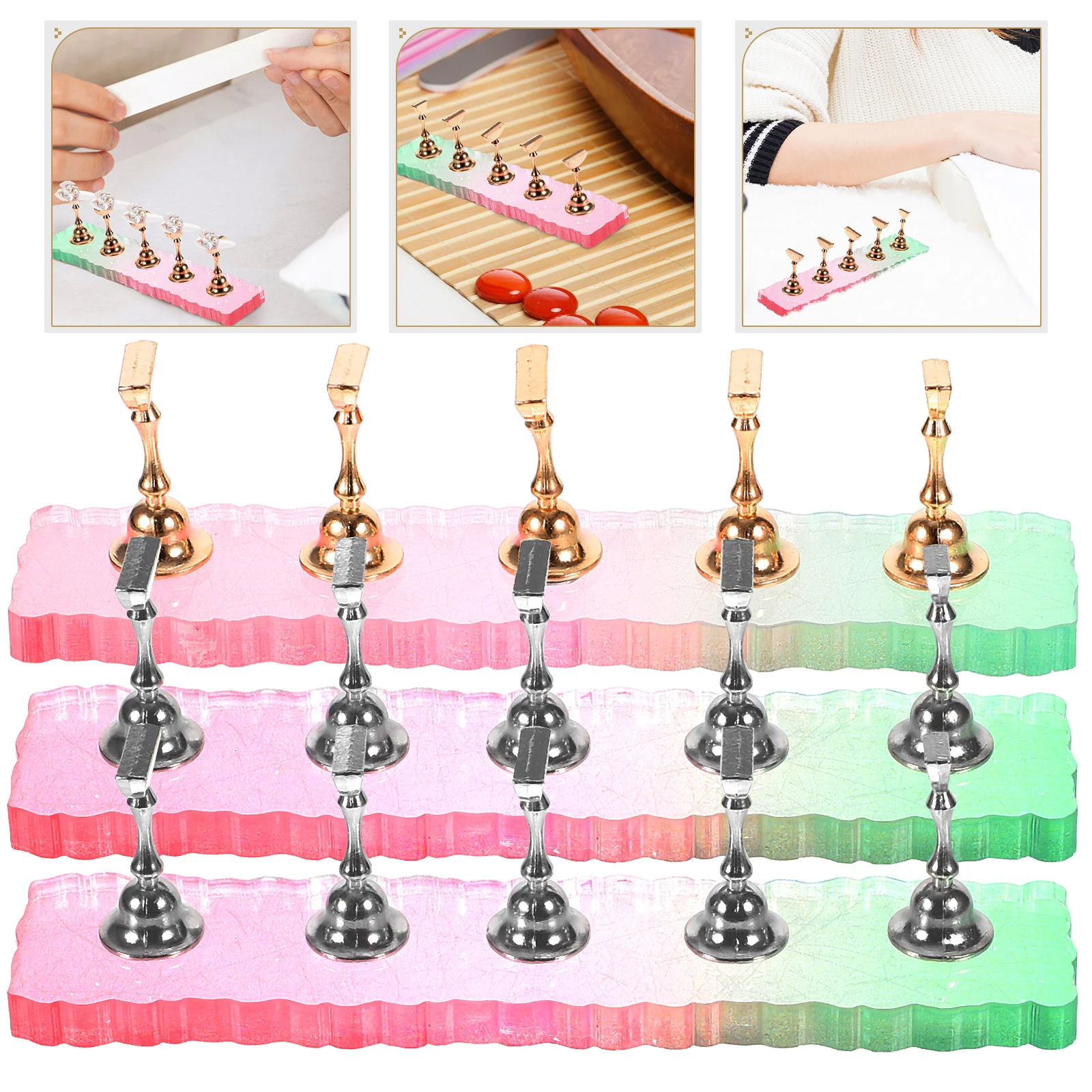 3 مجموعات من حامل الأظافر المزيفة، اضغط على حامل العرض، أداة تدريب فن الأظافر الاصطناعية، متينة وسلسة وسهلة الاستخدام للأظافر