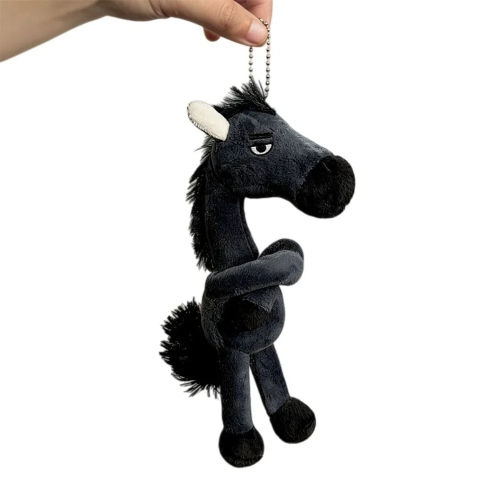 

Cartoon Simulation Horse Stuffed Keychain Exquisite Craftsmanship Fantasy Style Horse Black Red Keyring Simulation Horse