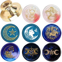 Moon series Wax Seal Stamp, Pentagram Sealing Wax Solid Brass Stamp Heads Removable, For Decorating Notebook Invitations