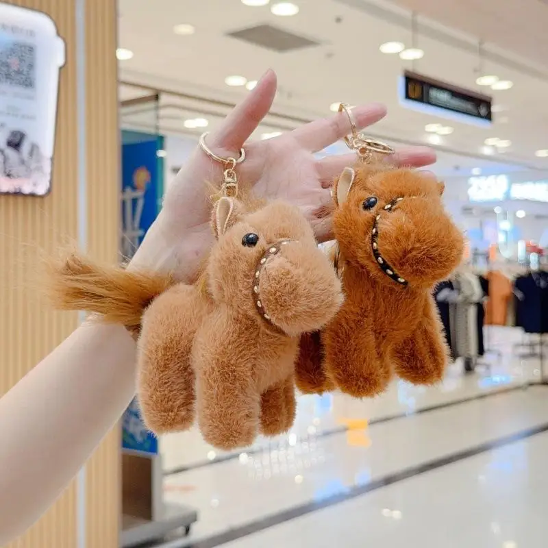 1 Uds. Simulación de Pony muñeca mochila accesorio creativo dibujos animados caballo muñeco de peluche llavero lindo bolso colgante