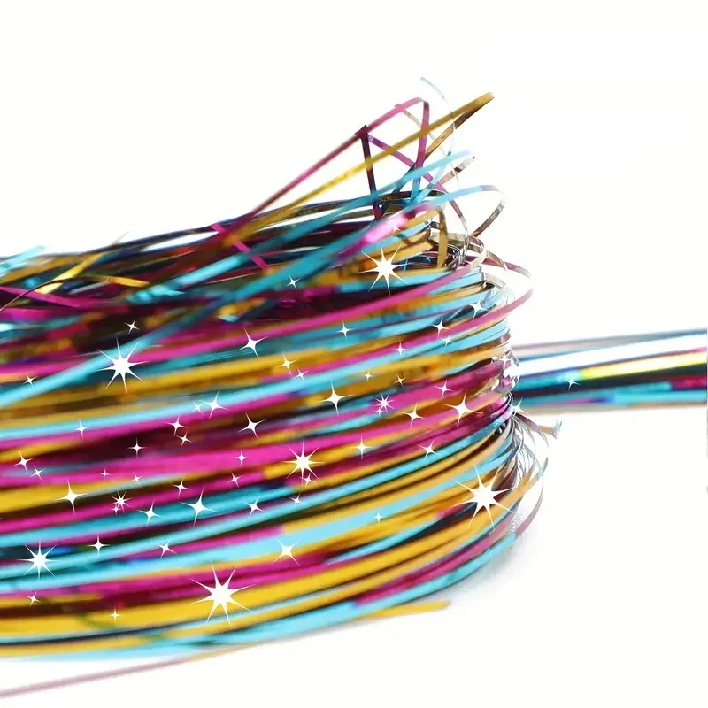 Sparkle Synthetic Hair Extensions Tinsel Rainbow Colored Strands Girls Headwear Hairbinge Hair Laser False Decor image 3