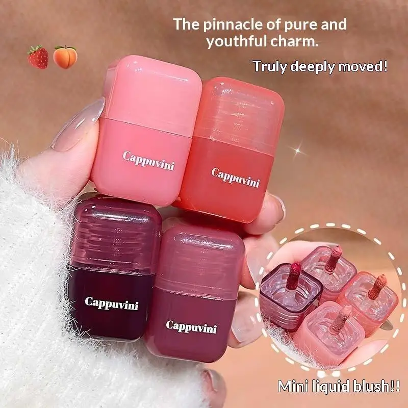 Cappuvini Mini Moisturizing Liquid Blush Long-Lasting Easy To Apply Naturally Breathable Energetic Sweet Cheek Rouge Blusher