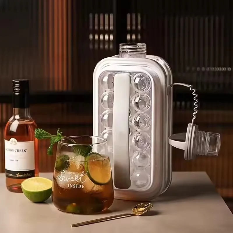 Foldable Portable Ice Maker Water Bottle 2-in-1 Ice Hockey Mold Ice Cube Grid Easy Release Silicone Kitchen Accessory 4