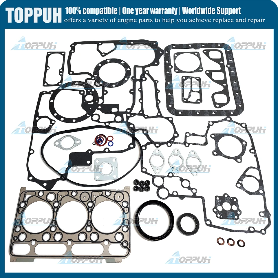 New Full Gasket Set with Cylinder Head Gasket D1302 For Kubota Engine KH11H KH60 Tractor (Stainless)