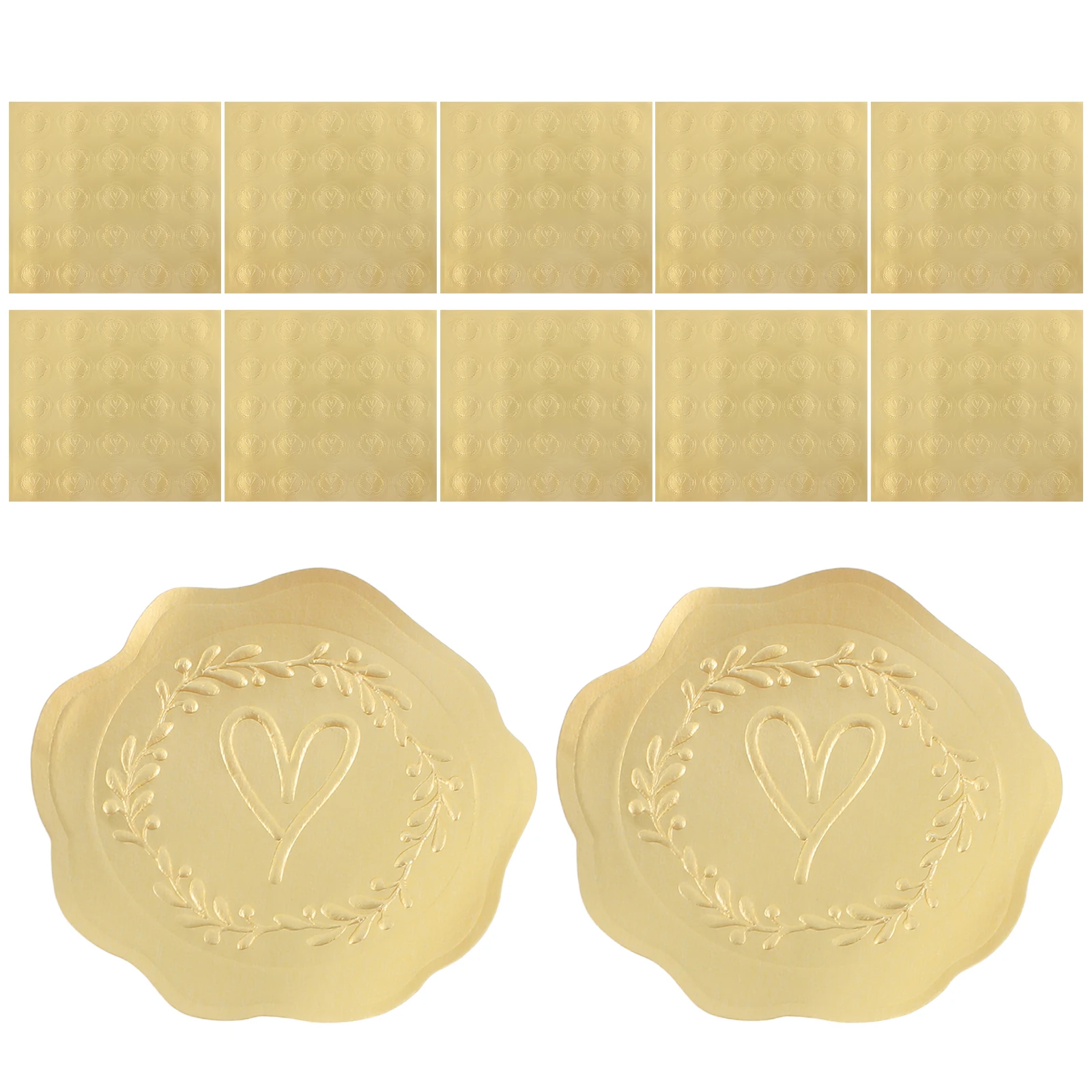 

10 Sheets Envelope Stickers Heart Shaped Embossed Seals Wedding Treat Love Decorative Paper Crafts Packaging Gift Ideas