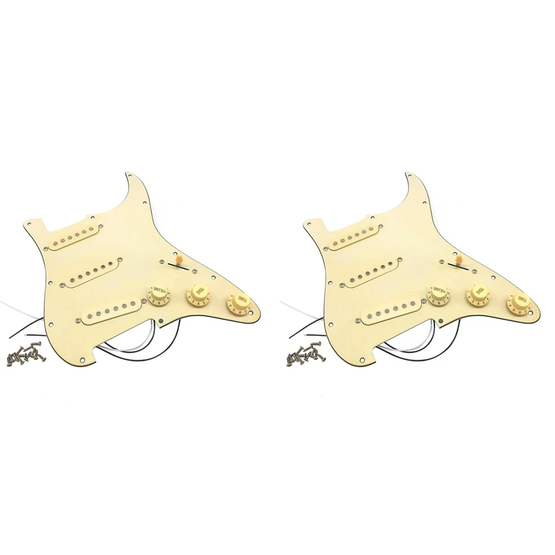 2X Electric Guitar Pickguard Pickups Loaded Prewired Scratch Plate Assembly SSS Yellow