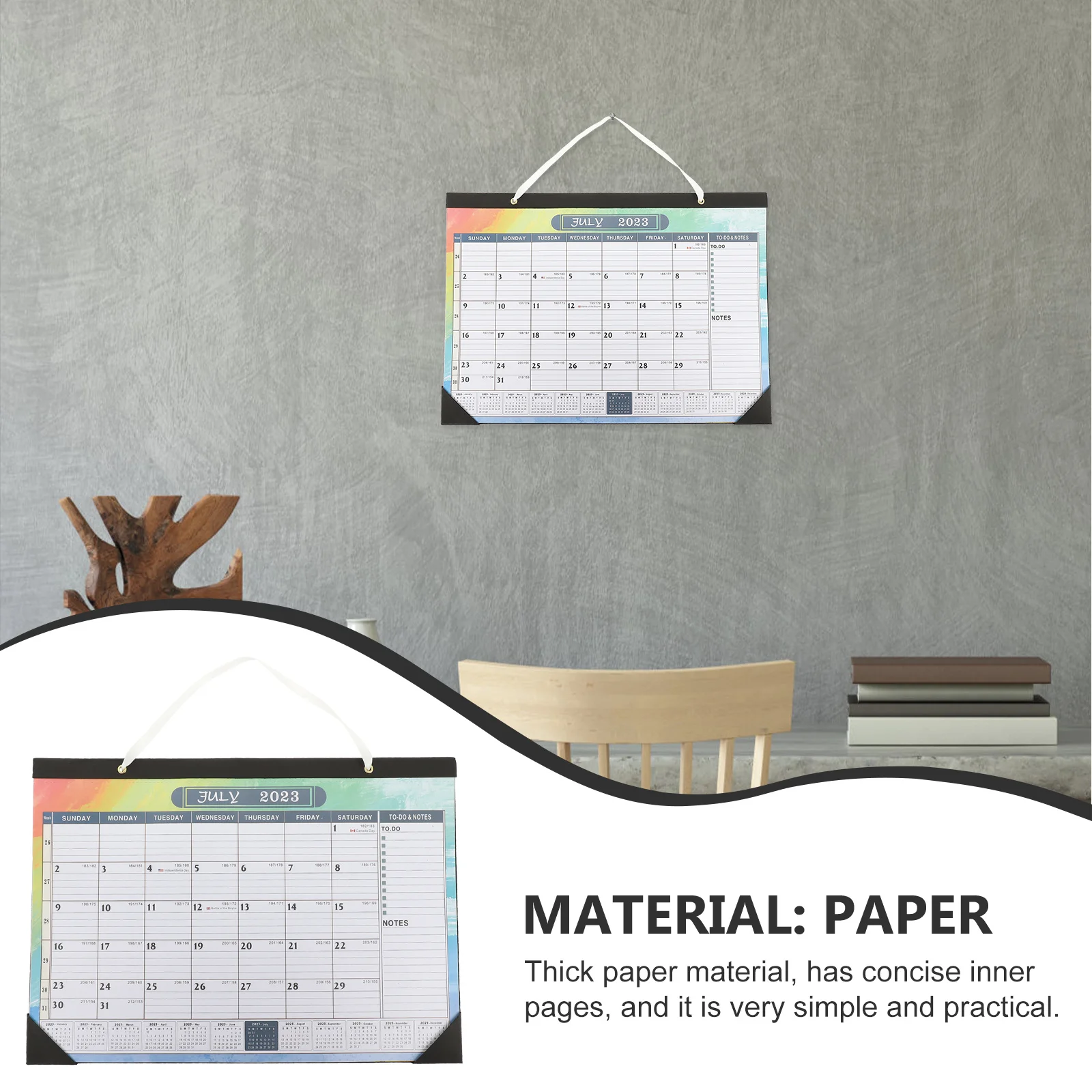 

Английский настенный календарь 2023, многофункциональный подвесной календарь, аксессуар для дома и офиса, прозрачная печать, очаровательные наклейки, простой дизайн