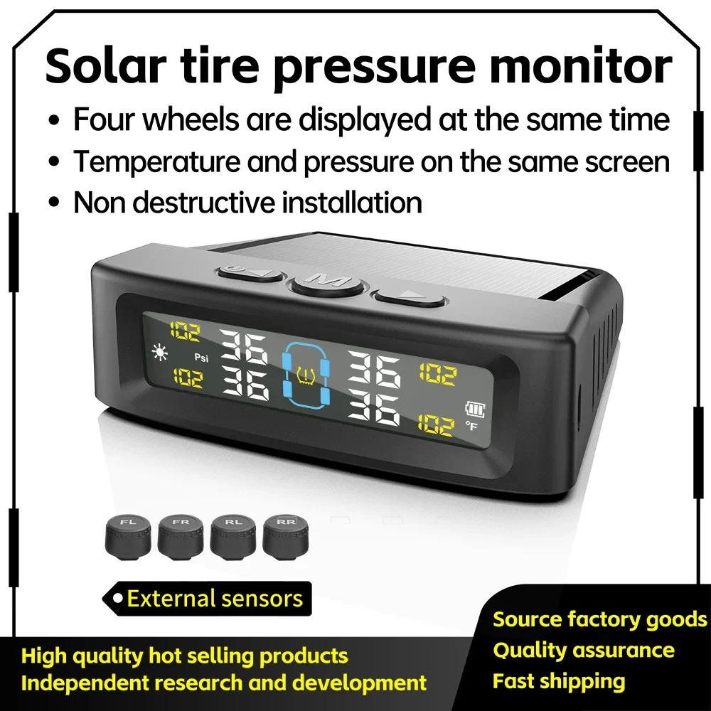 

External Solar Power TPMS Car Tire Pressure Alarm Monitor System Auto Security Alarm Systems Tyre Pressure Temperature Warning