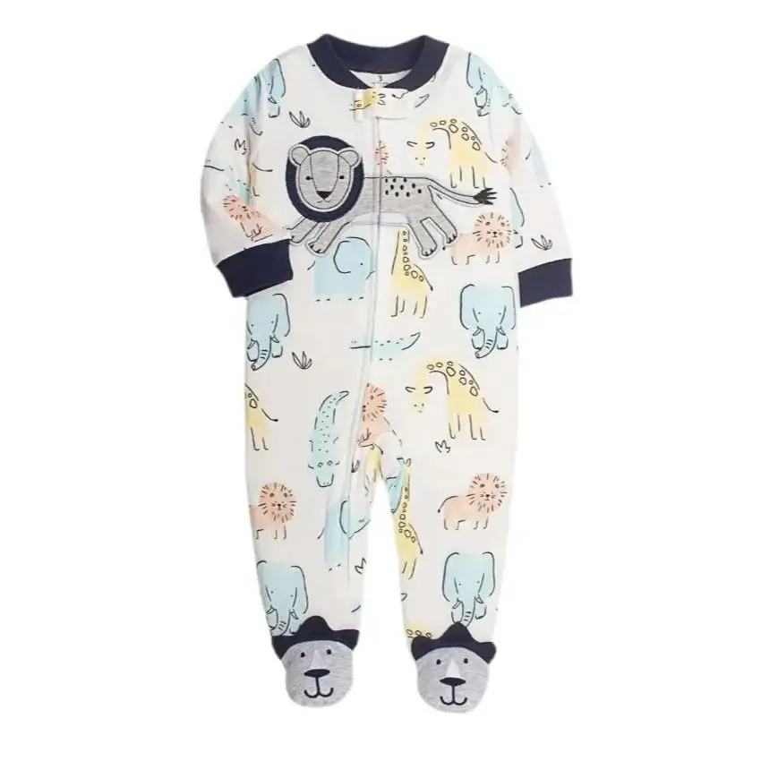 DocinMom New Baby Pajamas Cotton Sport Jumpsuit Zipper Coveralls Long Sleeve Cartoon Oufit Toddler Girls Clothes Bebe Romper