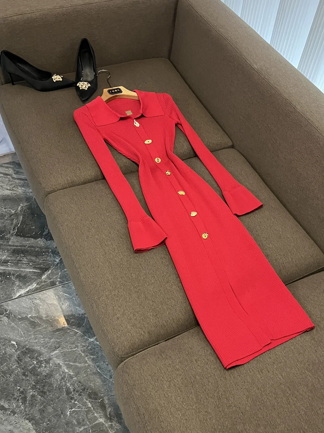 Slim Fit Tricotado Longo Dr Outono 2025 Nova Camada Base Sle Malha Dr Celebri Personali Cintura Média Saia Bodycon