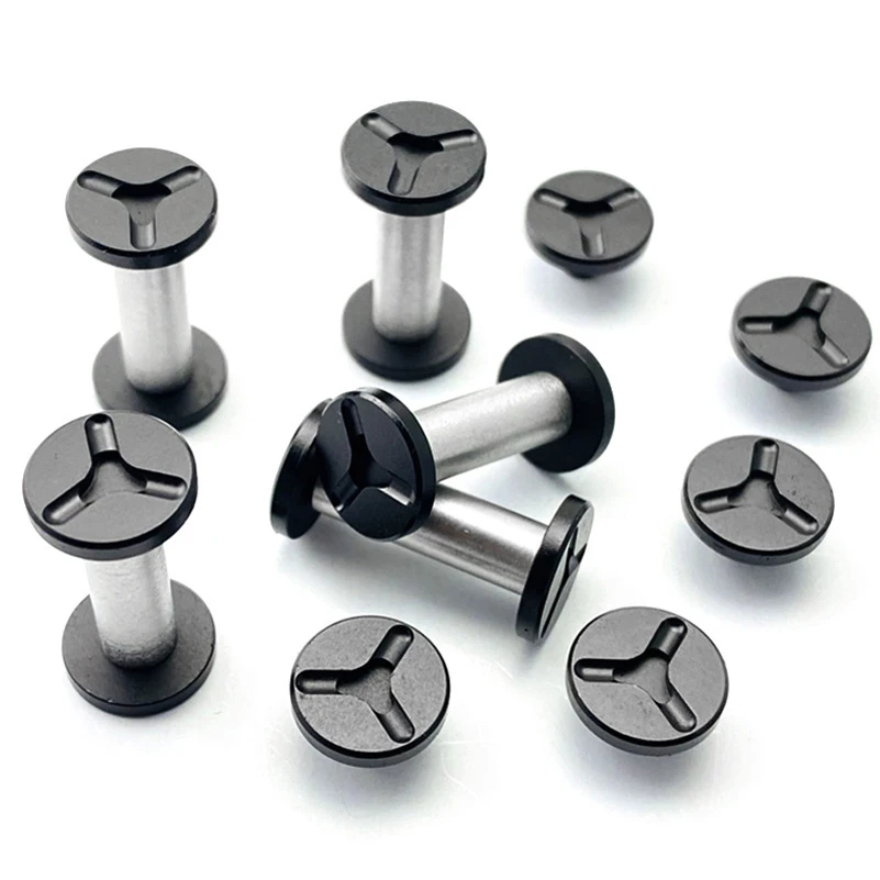 10 Sets/lot Fits For 6MM Hole Stainless Steel Knife Handle M4 Locking Screws Rivets SPindle Lock Nail Bolts Fasteners DIY Part