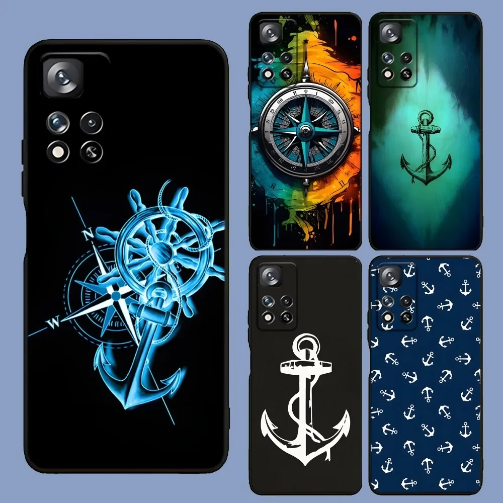 

Anchor Compass Nautical Sailor Phone Case For Samsung Galaxy A13,A21s,A22,A31,A32,A52,A53,A71,A80,A91 Soft Black Cover