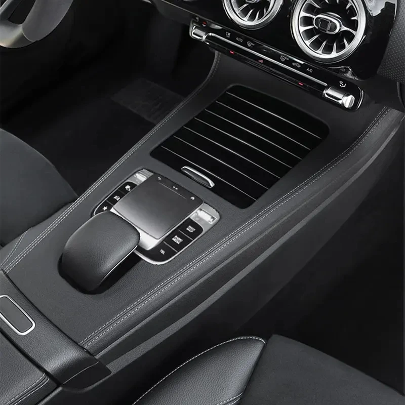 

Car Center Console Leather Style Panel Cover Trim Panel Frame For Mercedes Benz A Class W177 CLA Class C118 Red Seam Line