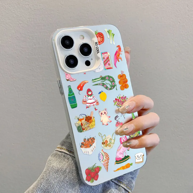 

Summer Elements Wine Fruit juice Laser Phone Case For iPhone 16 15 14 Pro Max Plus 13 Mini 12 11 Pro Max Shockproof Back Covers