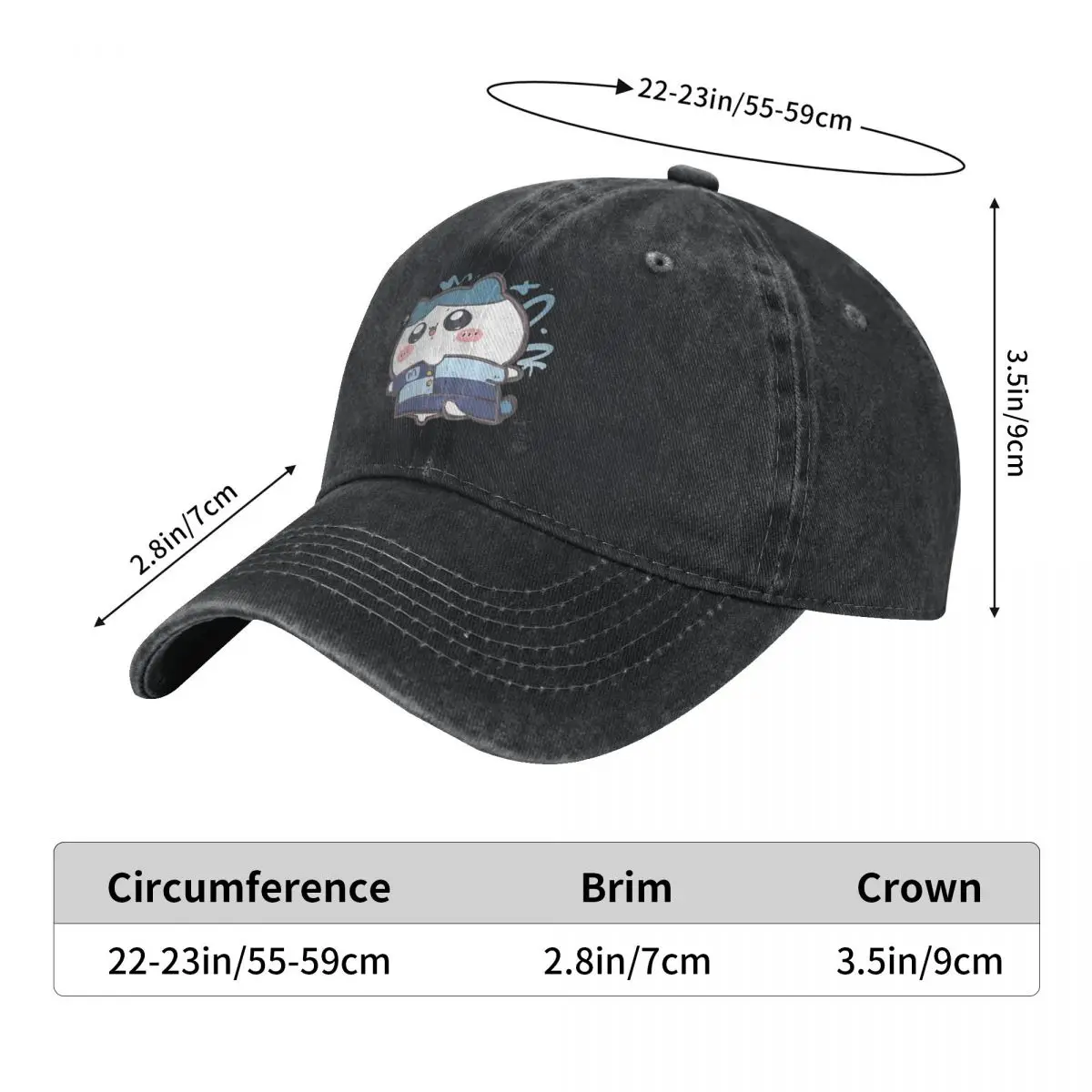 Cute Chiikawa Washed Baseball Cap Trendy Trucker Hat Spring Female Male Hiking Fishing Sun-Proof Baseball Caps