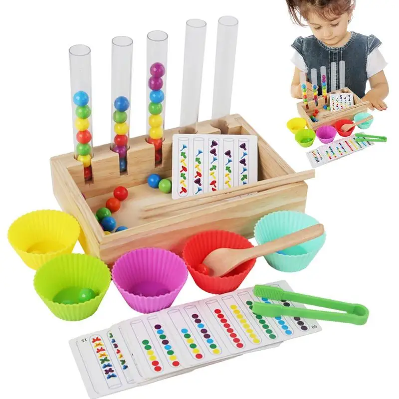 

Wooden Beads Sorting Puzzle Interactive Funny Puzzle Board Game Educational Cognitive Hand Eye Coordination Play Preschool
