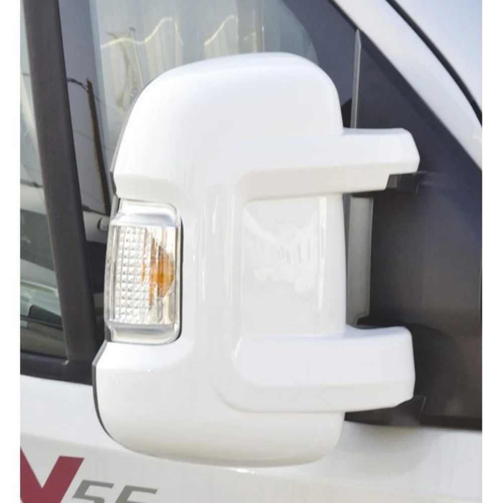 Motorhome Mirror Protectors Guards For Fiat Ducato Peugeot Boxer Relay Long Arm Pair White