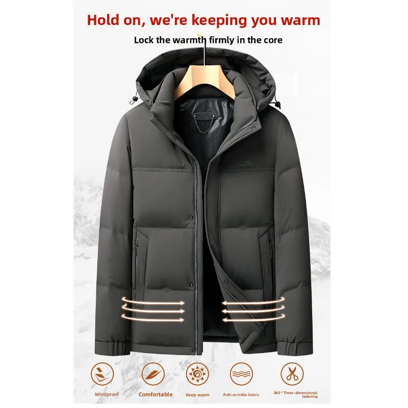 เสื้อแจ็คเก็ตบุผ้าฝ้ายหนาสีพื้นสำหรับผู้ชาย มีฮู้ด สไตล์ลำลอง แฟชั่น สำหรับฤดูหนาว ทรงหลวม สั้น เหมาะสำหรับกิจกรรมกลางแจ้ง