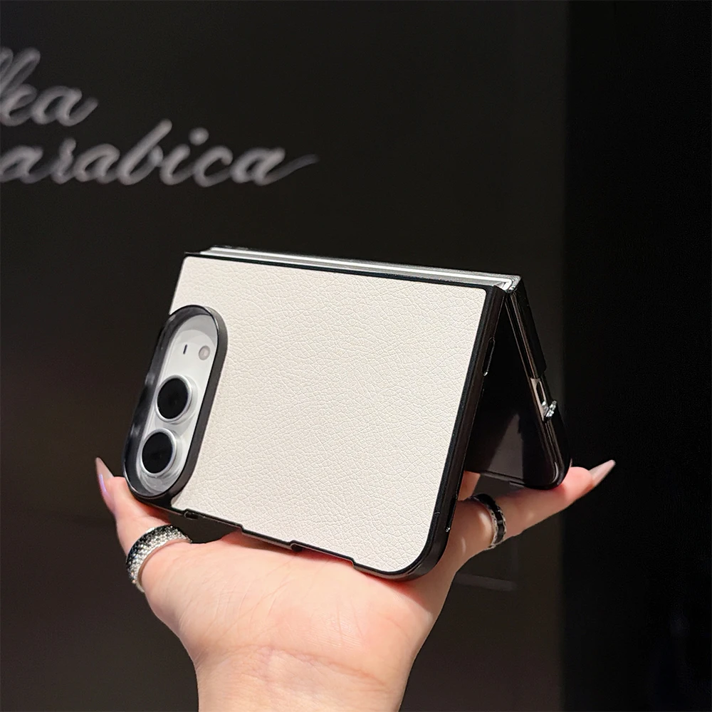 for iPhone Fold / Ultra 2026 Newest Luxury Simple PC+Leather Phone Case Transparent Crystal Back Cover