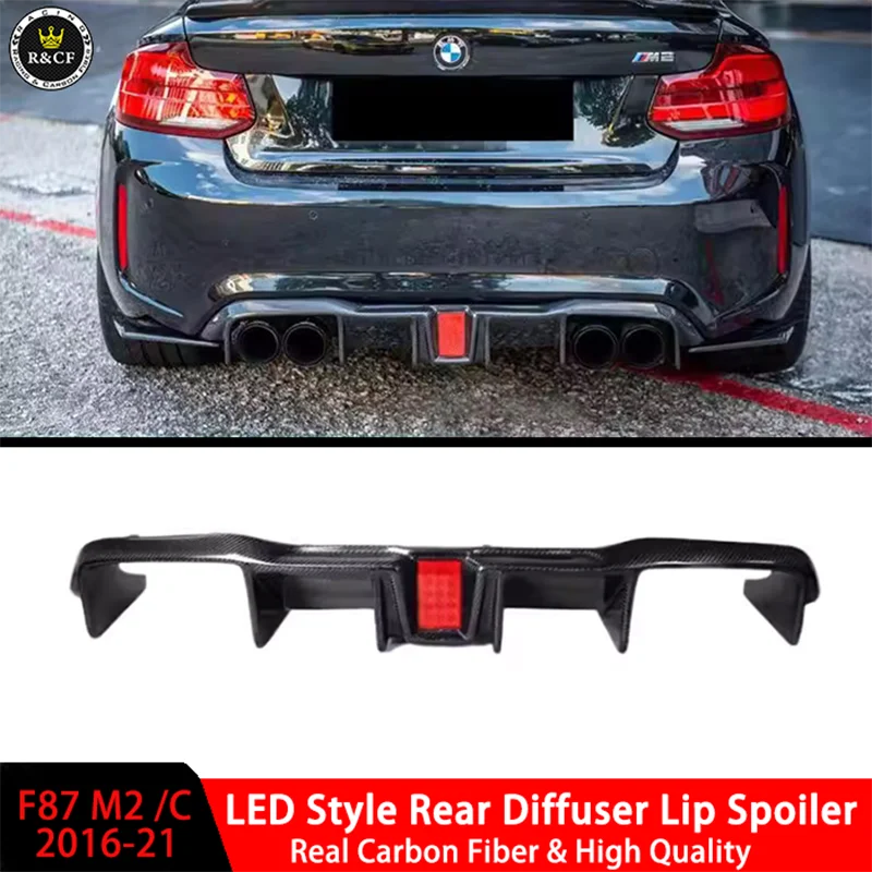 DTM style Carbon Fiber Rear Splitter Spoiler Rear Bumper Diffuser with LED For BMW F87 M2 M2C