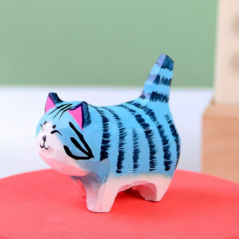 Cute Cat Bedroom Wardrobe Pulls Home Decor Wooden Cabinet Handles Colorful Creative Cupboard Door Knob Handmade Wood Carving
