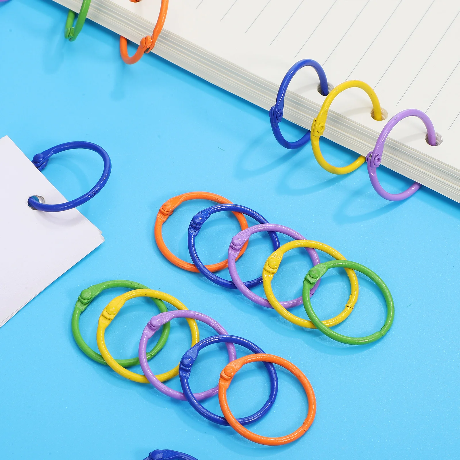 50 Pcs Notebook Colorful Keychain Pendant Ring Binder Rings Books Leaf Loose Loose-leaf Colored Office