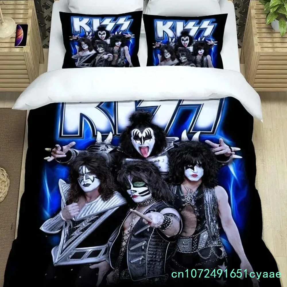 KISS Rock Band Bedding Set,Single Twin Full Queen King Size,KISS Music Bed Set Kid Bedroom Bedding Sets 3