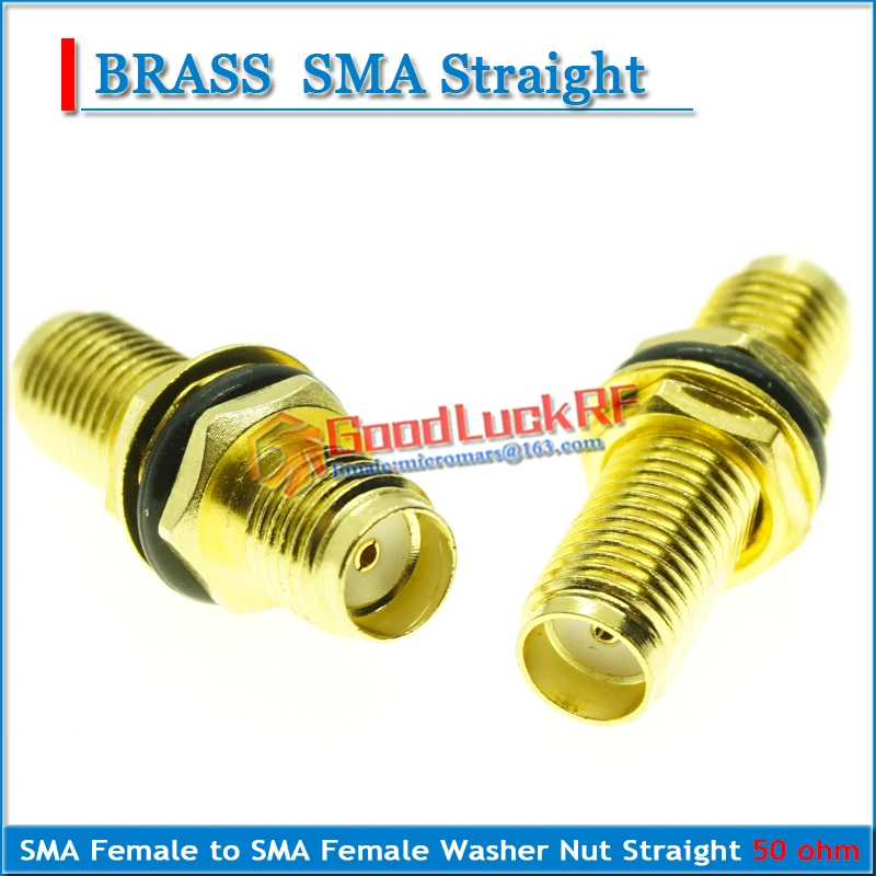 SMA Female to SMA Female Plug O-ring Bulkhead Panel Mount Washer Nut Gold Plated Brass 50ohm Straight RF Connector Socket