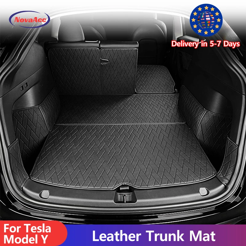 New Leather Trunk Mats Fully Surrounded Waterproof Non-Slip Liner Custom Floor mat for Tesla Model Y 2021 to 2024