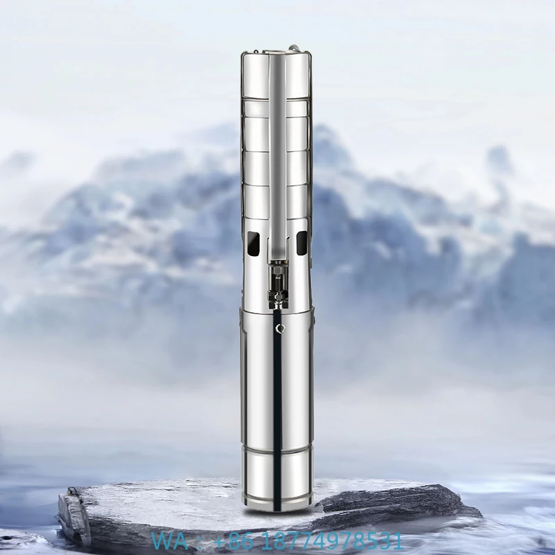 

Гибридный погружной водяной насос для глубоких скважин переменного/постоянного тока для орошения, индивидуальный 4000 Вт, 5,5 л.с., максимальная головка, 105 м, рабочие колеса из нержавеющей стали