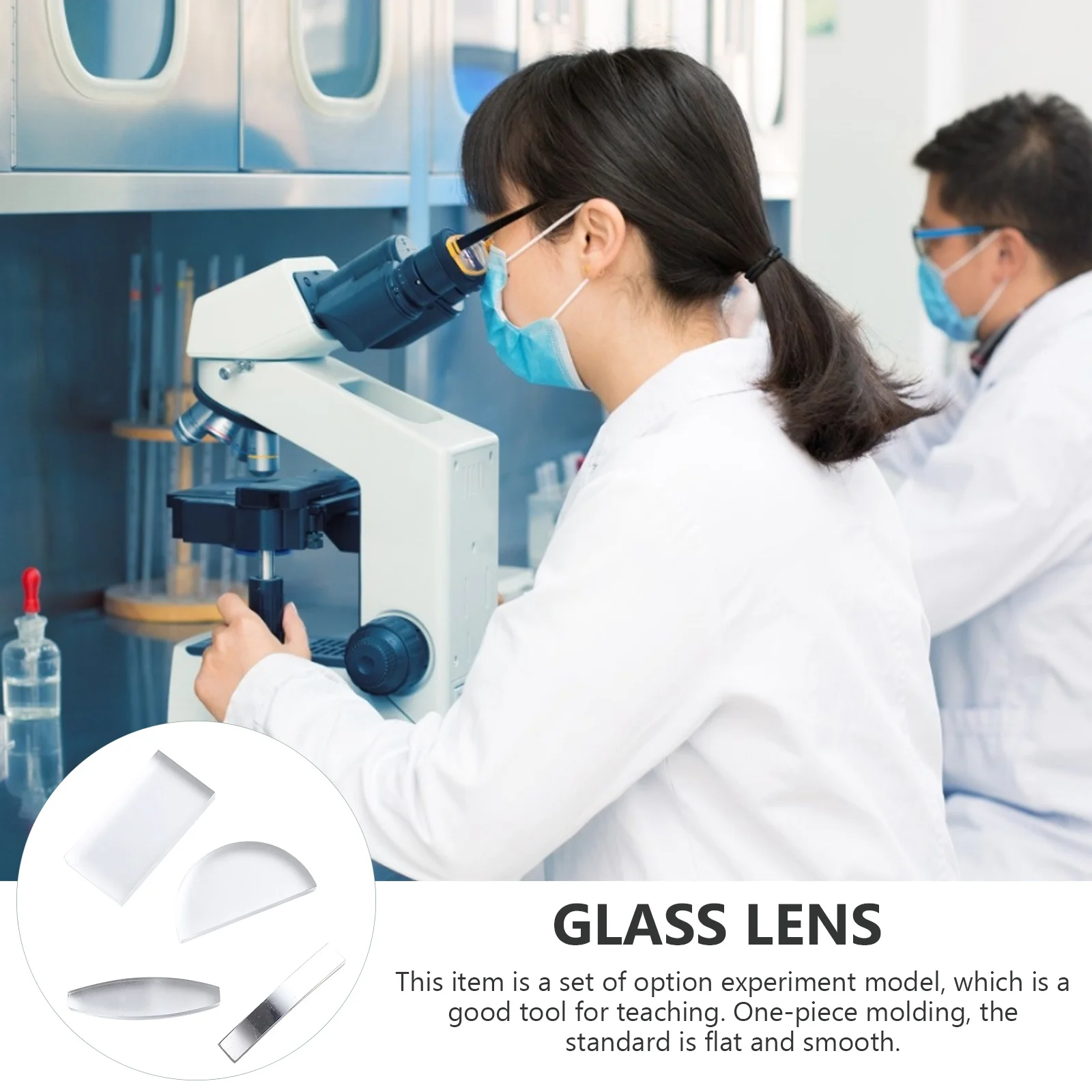 

4Pcs Lens Kit Premium Glass Physics Teaching Equipment for Optical Experiments Portable Semicircular Rectangular Convex Concave