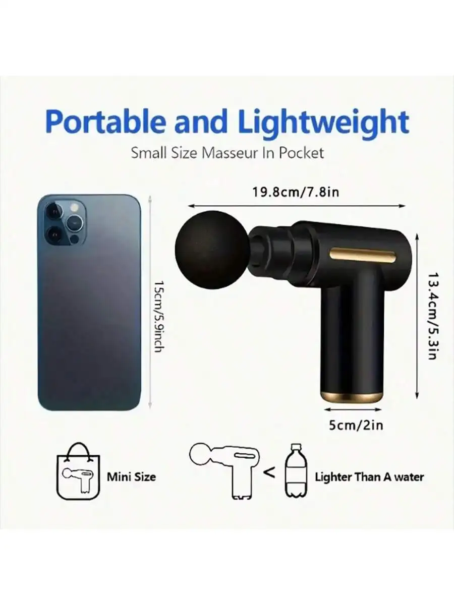 مسدس تدليك العضلات المحمول لعام 2026 لتدليك الجسم، مع شاشة لمس LED، تعديل السرعة، قابل لإعادة الشحن #2