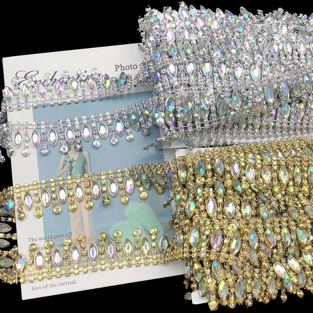 1 yard 3cm Ethnic Minority Clothing Skirt Accessories Miao Jewelry Diamond Chain Lace Accessories DIY Chain Clothing Decoration