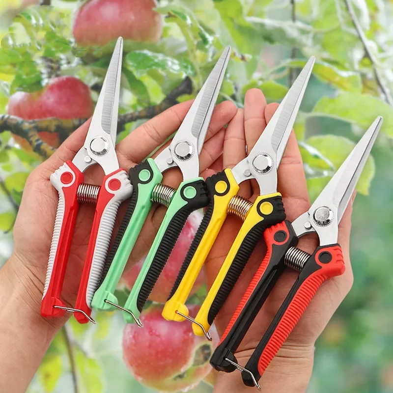 1Pcs Portable Garden Stainless Pruning Shears Fruit Picking Scissors Household Potted Trim Branches Small Gardening Tools