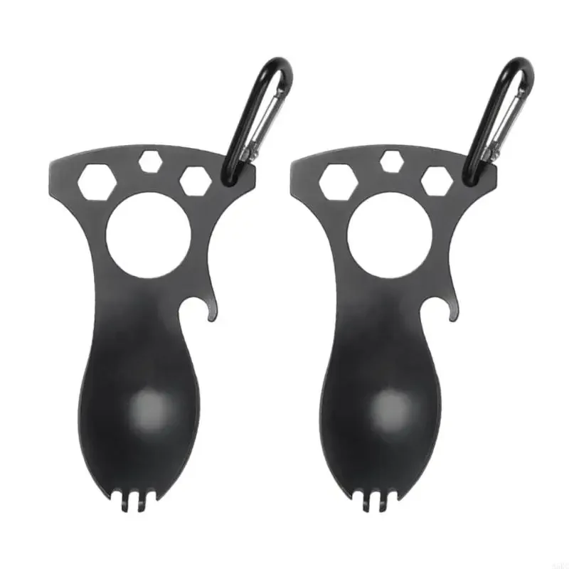 أداة تناول الطعام في الهواء الطلق المحمولة مع إكسسوارات التخييم المتفتحة في الزجاجة ملعقة محمولة مناسبة لاستخدام رحلة النزهات