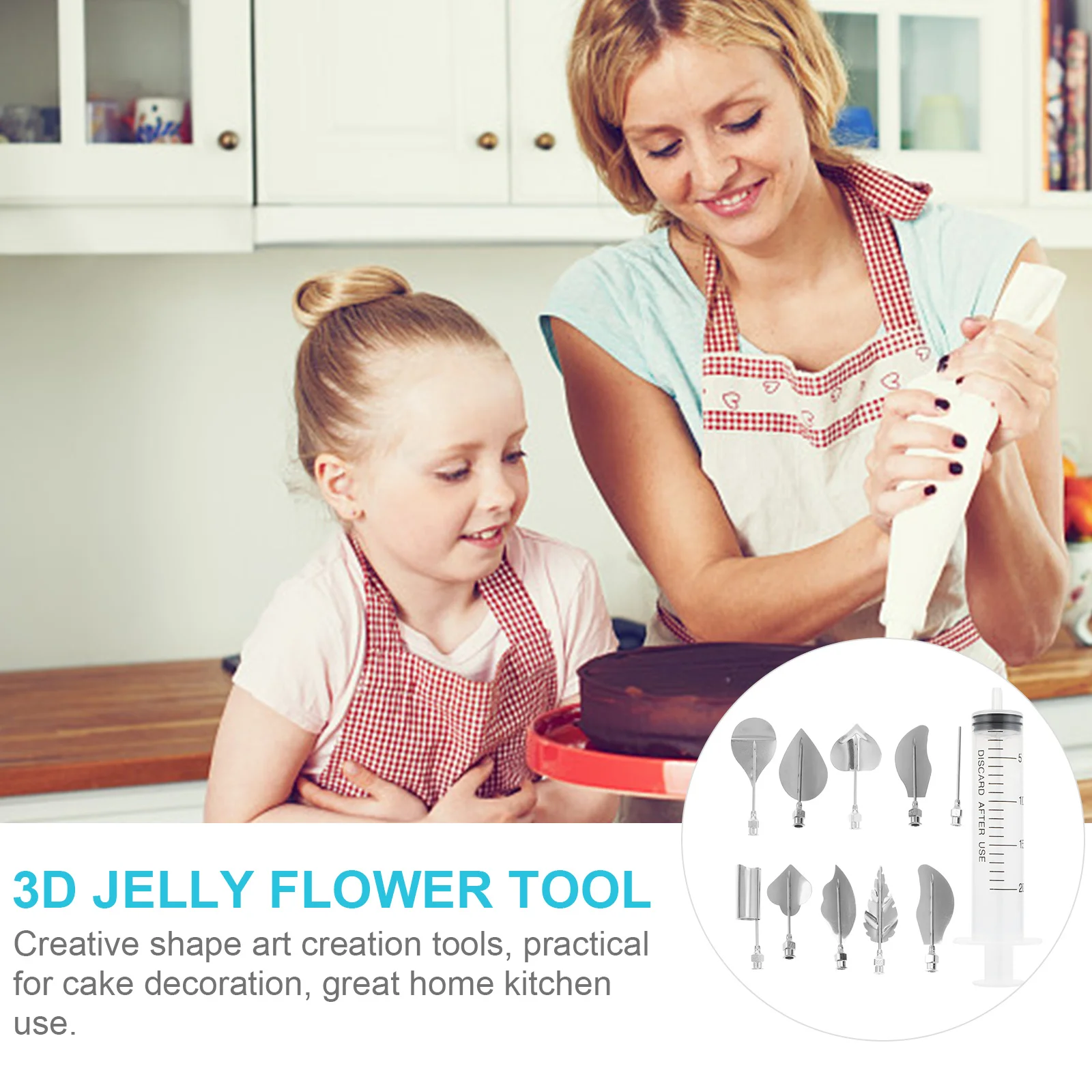 

10 шт., желеобразные инструменты из нержавеющей стали, 3D набор для резьбы по желейным цветком, легко очищаемый шприц для украшения торта, инструменты для желатина для вечеринки