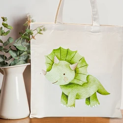 Dinosaur Shopping Bag Canvas Cotton Tote Reusable Foldable Bag Women Boy Girl Shoulder Bags Birthday Favors Party Supplies Gifts