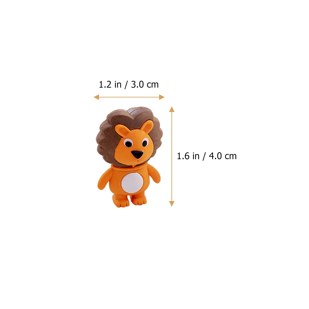 16pcs Cartoon Erasers Kids School Stationery Adorable Mini Pencil Eraser for Children Lion Shaped Kindergarten Supplies